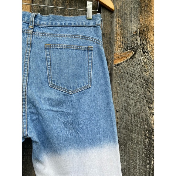 VINTAGE HIGHER STATE flare bleach dyed bohemian western mid rise jeans size 8/30 - Picture 7 of 11